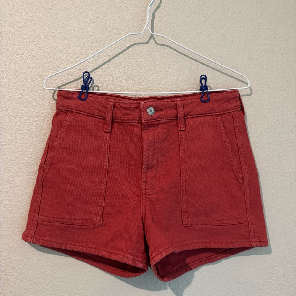 Women's Orange/Red Casual High-Rise Jean Shorts
